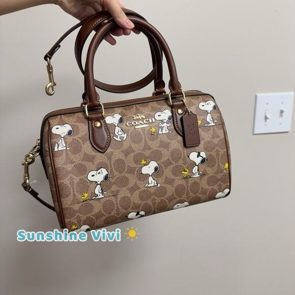 NWT Coach X Peanuts Rowan Satchel Bag Signature Canvas With Snoopy Print CBM33 - Picture 8 of 8